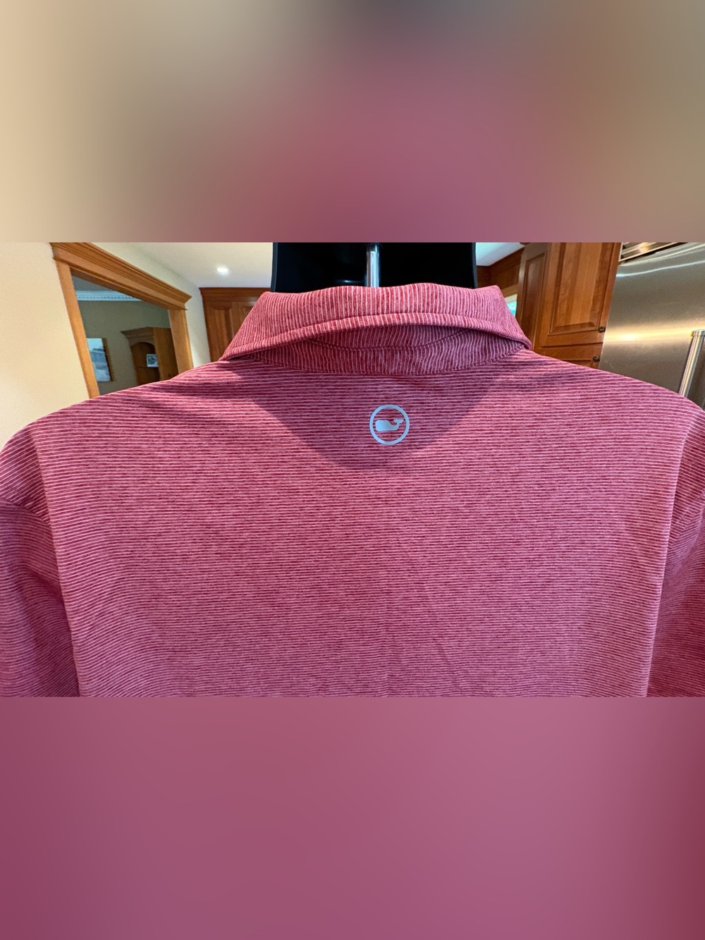 Vineyard Vines Men's performance front shirt. Sharp red with micro print & logos - Picture 6 of 7